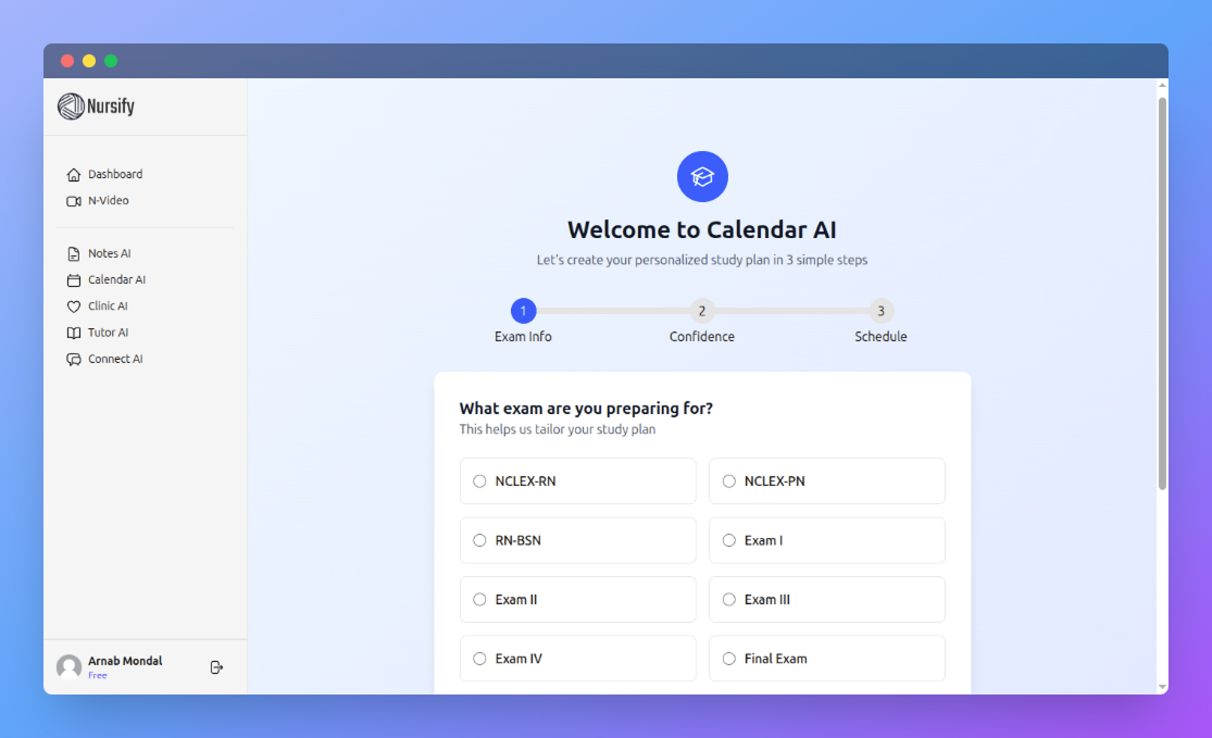 Calendar AI creating personalized study plans